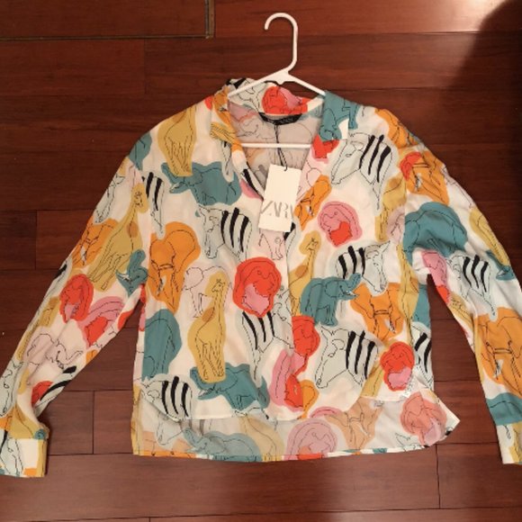 Zara Tops - NWT Zara Animal Print Button Down Top